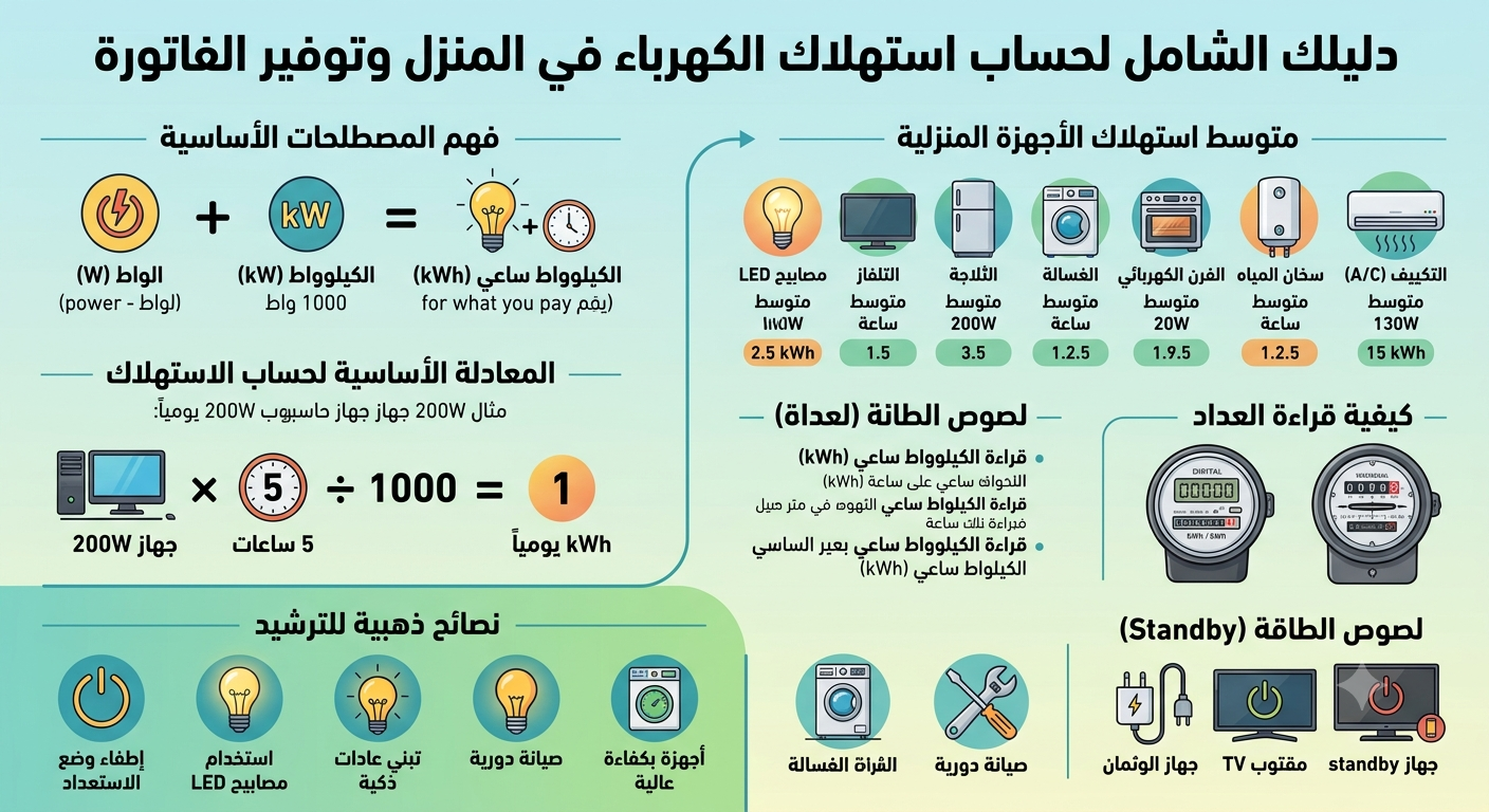 حساب استهلاك الكهرباء في المنزل